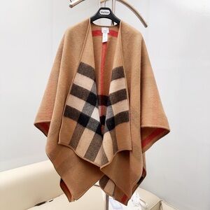 Burberry Tan and Black Checkered Poncho